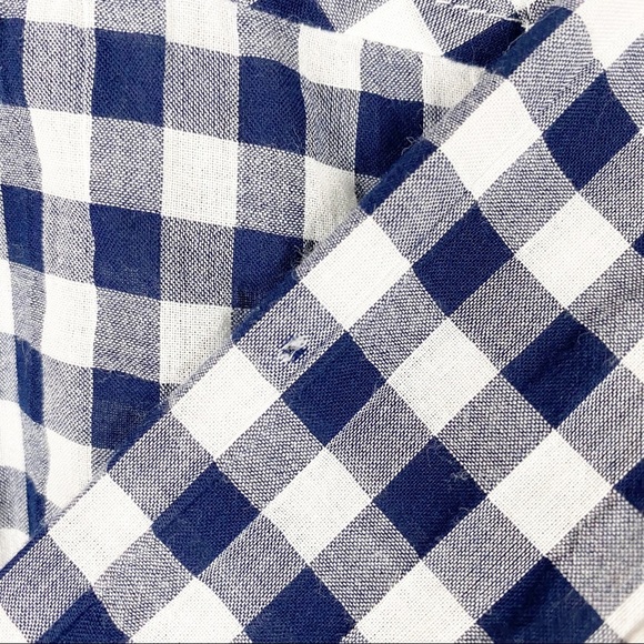 J. Crew - Women's Classic-fit Shirt Crinkle Gingham Button Down Blue White Sz. 2 - Picture 7 of 7